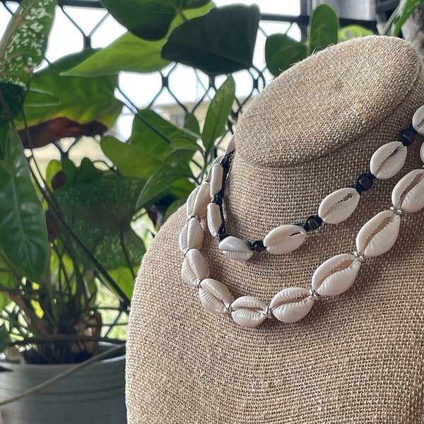 Cowerie Shell Necklace with Bow Tie Option - White Surfer Cord - Women, Men, Teens - Gift or For Your Own Style - perfect for summer!