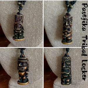 Tiki Totem Pendant Adjustable Polynesian Necklace - Hawaiian Surfer Style Jewelry