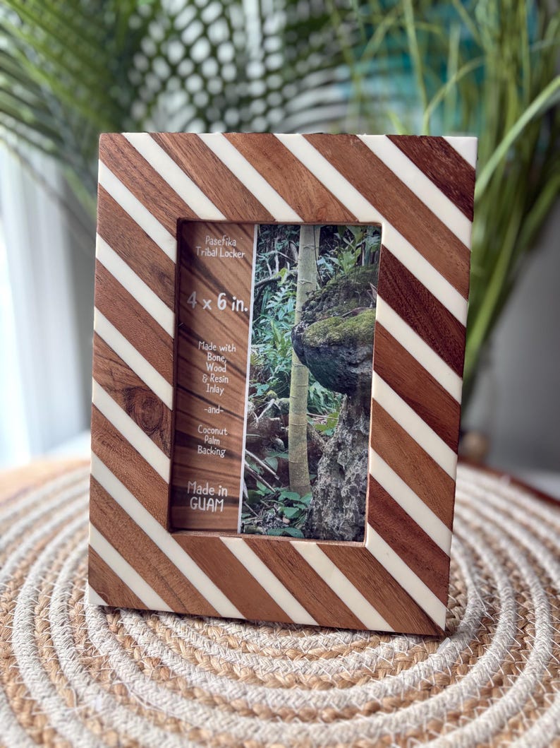 Polynesian Bone & Wood Inlay Picture Frame - 4x6 and 5x7 Unique Design ...