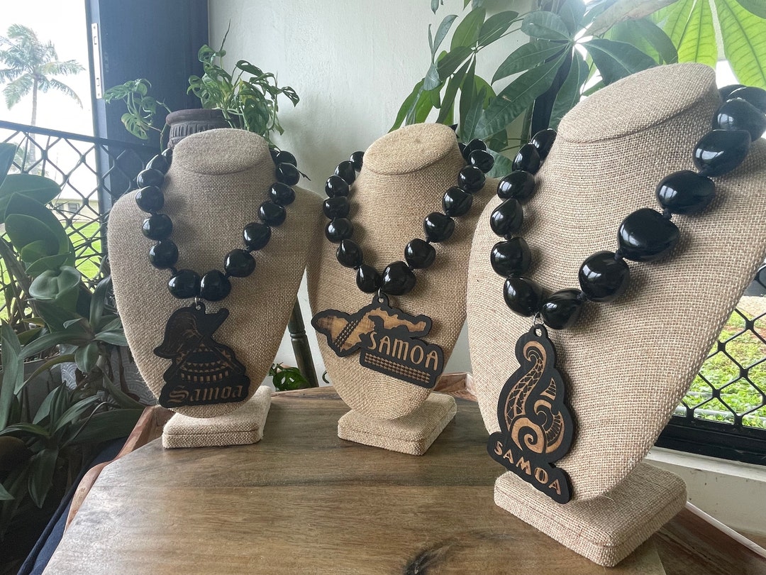 Samoan Pendant Kukui Nut Ribbon Leis - Multiple Designs and Lei Lengths ...