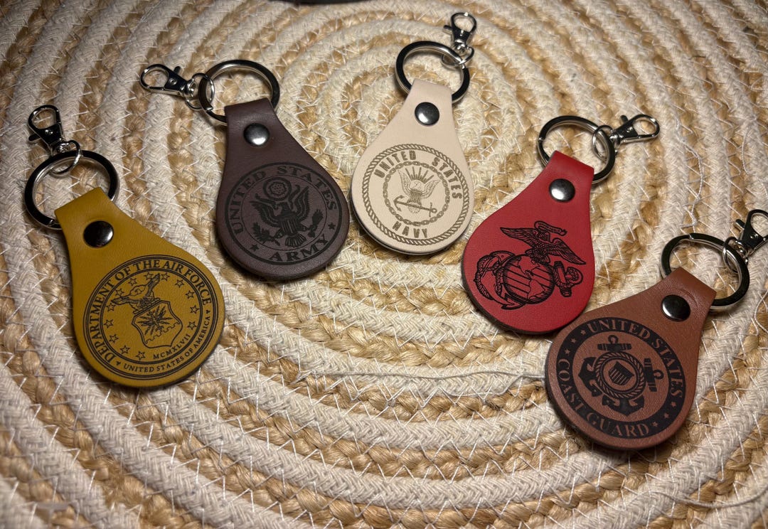 Government Keychains Engraved Leather US Military Keychain, Armed Forces Gift - Etsy