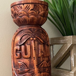 Latte Stone or Haligi - Chamorro Table Decor Hand Carved from Solid Stained Wood- Guam and Micronesian Island Must Have!