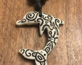 Etched Traditional Polynesian Handcrafted Dolphin Adjustable Necklace