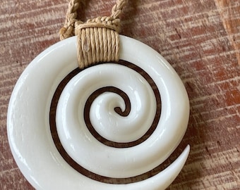 Hand Carved Buffalo Bone Koru Necklace – Maori New Beginnings