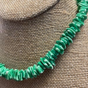 Lucky Green Puka Shell Traditional Necklace - Beautiful and Unique Silver Clasp Necklace