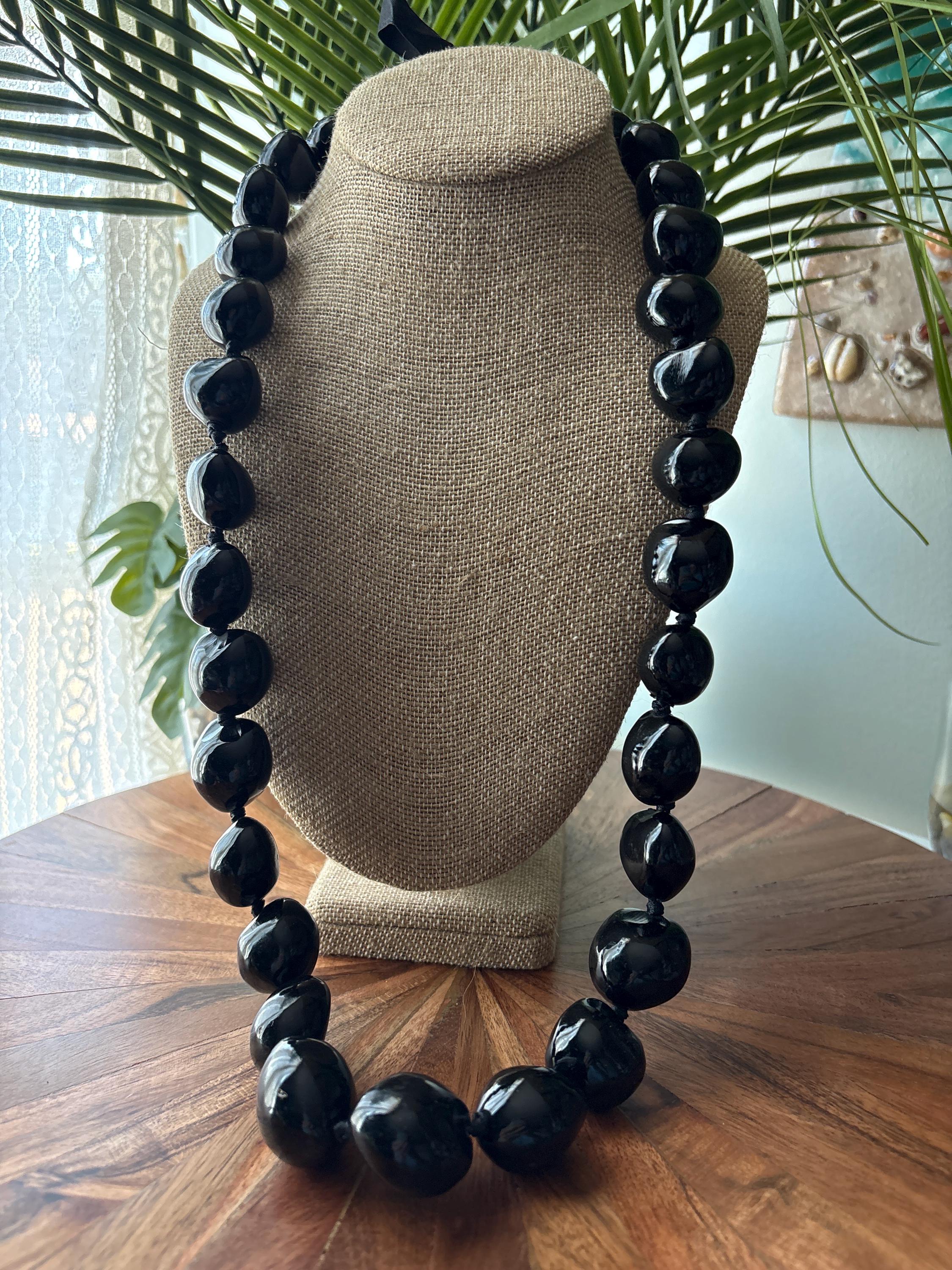 Shell Ribbon Lei Hand Woven Ribbon Lei With Kukui Nut & Cowrie Shells - Etsy