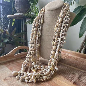 Pacific Collection Set of 6 Seashell Leis- Various Lengths (38”-30”) - Graduation, Celebration, Wedding, Birthday, Performance Leis