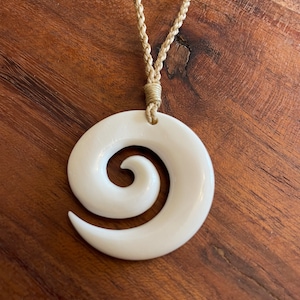 Authentically Hand Carved Solid Bone Koru or “Never Give Up” Fern - (New Zealand Rugby Team Mascot) Beautiful Simple Design