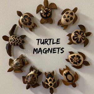 Beautiful Hand Made Floral Honu, Sea Turtle, Strong Magnets- Polynesian and Micronesian Style