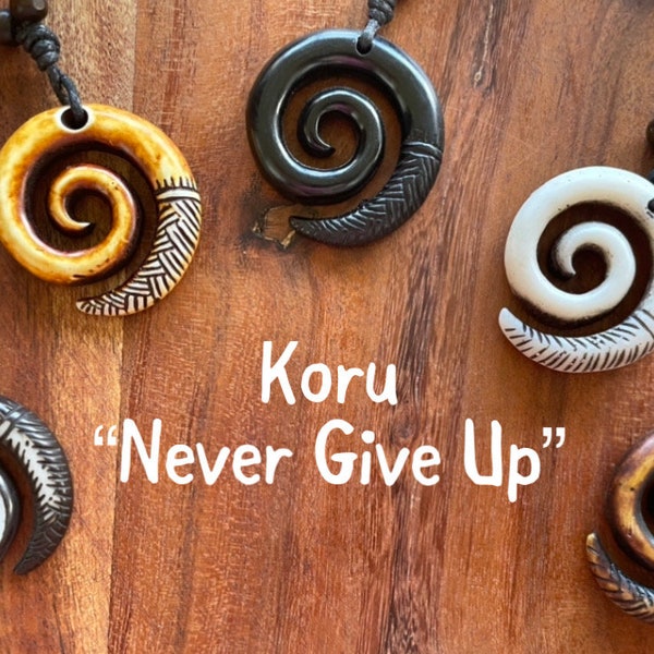 The “Never Give Up”  Polynesian Handcrafted Korus-  Polynesian Fern-  Adjustable Necklace