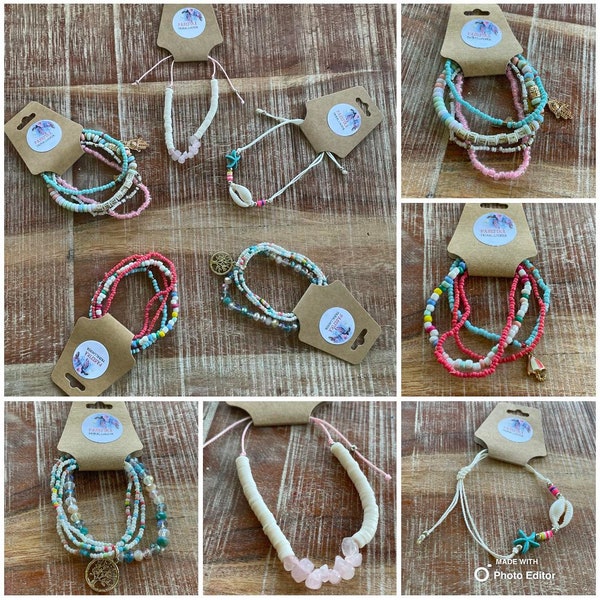 Beautiful Beachy Boho Bracelet Lot- Pretty Assortment of Handmade Bracelets