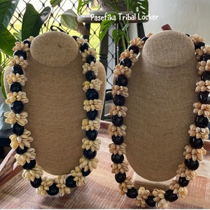 30” Authentic Kukui Nut & Cowerie Shell Necklaces w/ Ribbon Ties - Graduation, Celebration, Wedding, Birthday, Lei