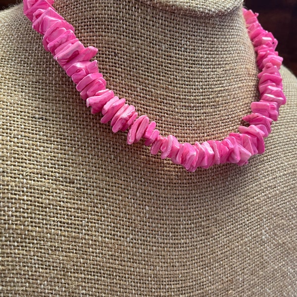 Pretty Pink Puka Shell Necklace- Authentically Handcrafted Classic Style Shell Choker