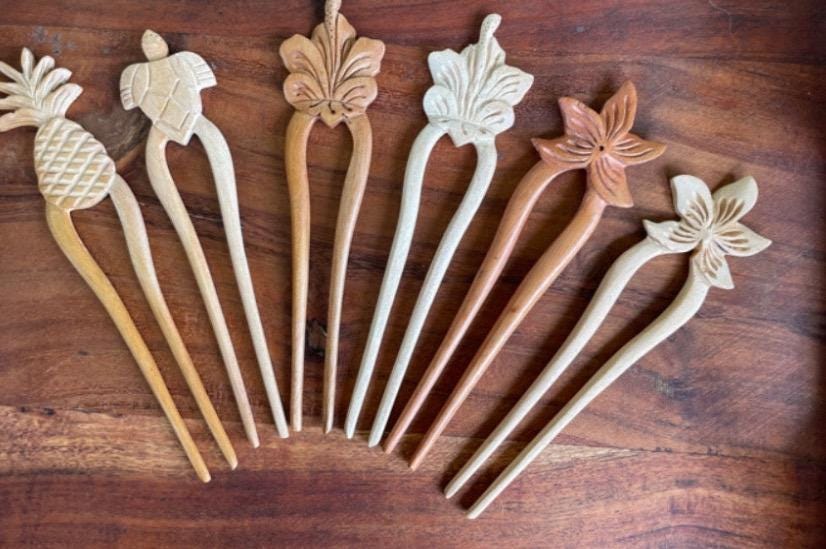 Carved Wooden Hair Barrette - Etsy display picture 1