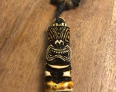 Traditionally Polynesian Handcrafted Bone Tiki Adjustable Necklace