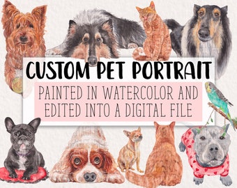 Custom Pet Portrait | Hand-Painted in Watercolor | Digital Download
