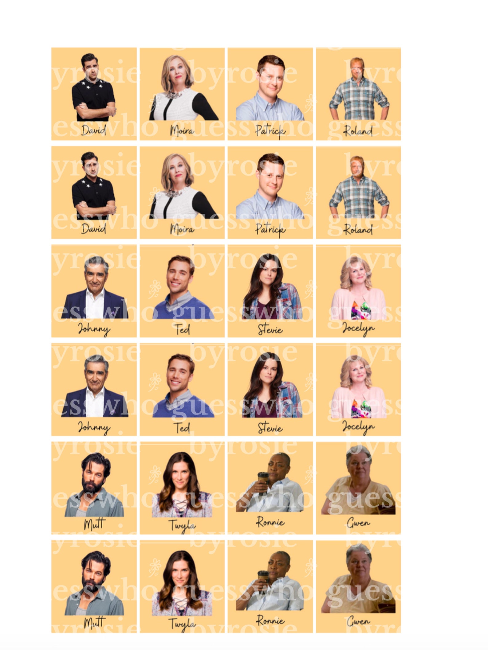 Printable Guess Who Cards Schitt's Creek Edition Etsy