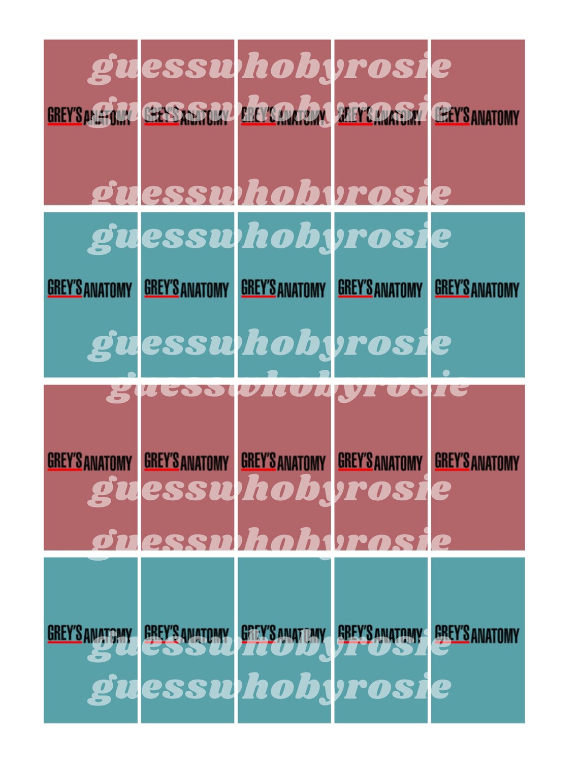 Printable Guess Who? Cards - GREY'S ANATOMY Edition - Etsy