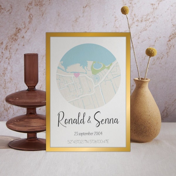 Gepersonaliseerd cadeau | personalized gift for him | location map print | where we met print | jubileum cadeau | customized print