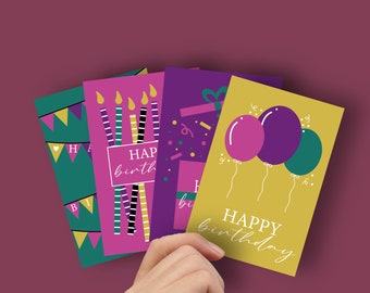 Verjaardagkaarten set | happy birthday postcards set | hoera ansichtkaarten | happy birthday cards | verjaardagskaart kinderen