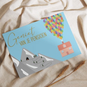 Geniet van je pensioen kaart | pensioen kaart | reizen kaart | nieuw avontuur kaart | afscheid kaart | bedankt kaart | kleurrijke kaart