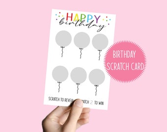 Carte à gratter d'anniversaire | grattez votre propre cadeau | carte de joyeux anniversaire | carte à gratter joyeux anniversaire | anniversaire à gratter | cadeau d'anniversaire