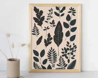 Botanical digital print beige | Organic Shapes | Abstract Print | Neutral Botanical | Beige aesthetic Wall Art | Modern room decor | leaf