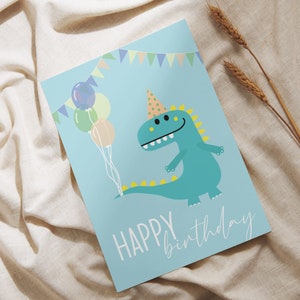 Cartão de aniversário do dinossauro | Meninos do cartão de aniversário do T-rex | cartão de aniversário para meninos | cartão dinossauro | cartão de feliz aniversário dino