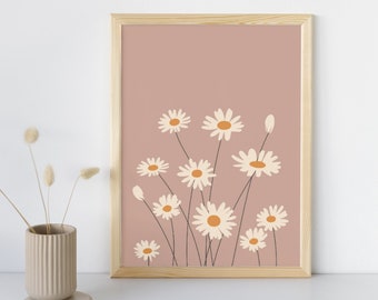 Daisy Wall Art Digital Print | Printable Wall Art | Light Aesthetic Art | neutral wall art | flower art print | floral illustration | boho