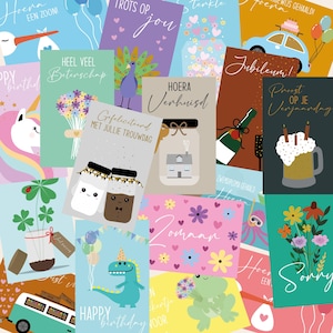 Ensemble de 26 cartes postales | lot de cartes | Pour un anniversaire, un rétablissement, juste comme ça et plus encore | Pack économique de cartes de vœux originales
