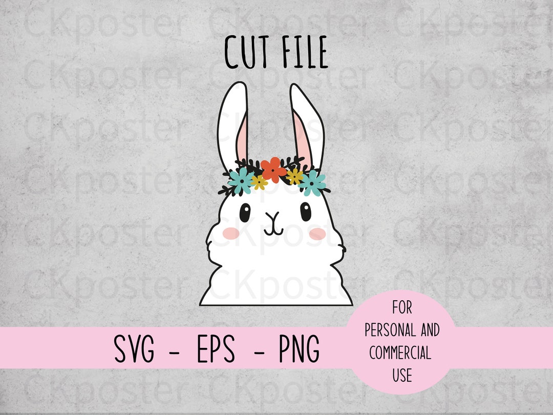Floral Bunny SVG Cute Easter Bunny SVG Cut File Animal Rabbit Svg ...