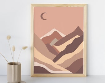 Aesthetic landscape digital print | Beige Interior Decor | Neutral Landscape with Earth Tones | Modern Wall Decor | Minimalist Art Print