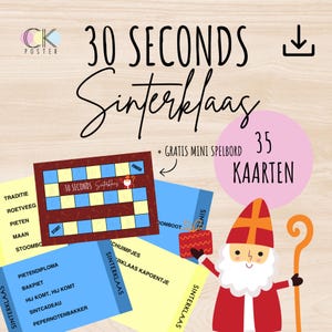 Sinterklaas 30 seconds | pakjesavond spel volwassenen | Origineel spel Sinterklaas | 35 kaartjes afdrukbaar | download