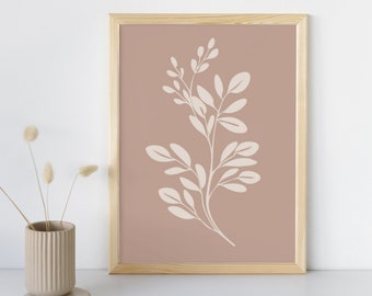 Botanical digital print beige white | Abstract Print | Neutral Botanical | Beige aesthetic Wall Art | Modern room decor | modern art leaf