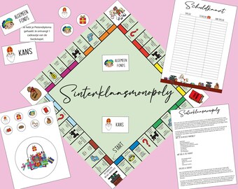 Sinterklaasmonopoly bordspel | pakjesavond spel volwassenen | Sinterklaas spel | Origineel spel Sinterklaas | dobbelspel Sinterklaas