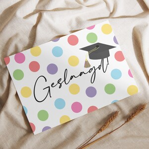 Geslaagd kaart | graduated kaart | geslaagd examen kaart | diploma gehaald kaart | afgestudeerd kaart | graduated | wenskaart geslaagd