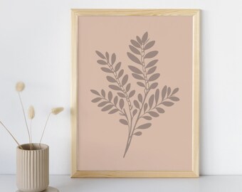 Botanical digital print beige | Organic Shapes | Abstract Print | Neutral Botanical | Beige aesthetic Wall Art | Modern room decor | leaf