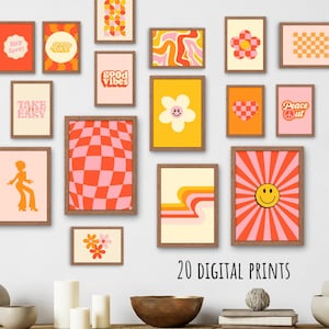 20 DIGITAL PRINTS BUNDEL | Printable Wall Art | Boho Trendy Retro Modern Wall Art | Gallery Wall Set | Vintage retro Prints | Home Decor