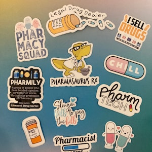 Pharmacist | Pharmacy Tech Gifts | Pharmacy Technician Stickers Pack | Pharma Tech Decals | 11 pcs sticker pack