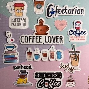 Coffee Lover Stickers | Coffee lover gift ideas | Funny coffee addict stickers | Pothead coffee |  12 pcs sticker pack