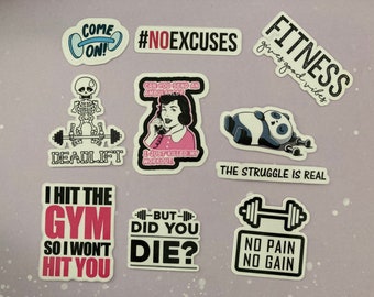 Gym Fitness Stickers | Funny Gym Stickers | Gym Addict gift ideas | Fitness Decals | 10 pcs sticker pack