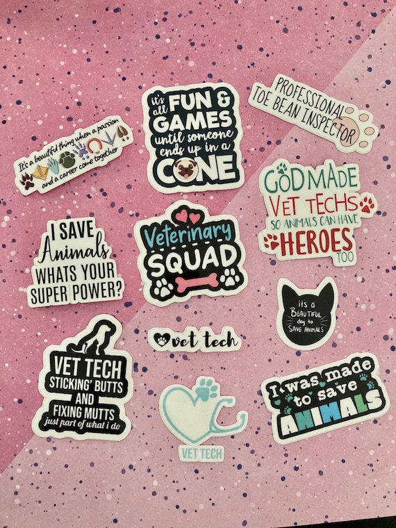 Vet Tech gift | Vet Tech Stickers | Veterinary Technician week gifts | 11 pcs sticker pack
