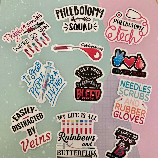 Phlebotomy gifts | Phlebotomist gift ideas | Phlebotomist stickers set | Phlebotomy stickers | 11 pcs sticker pack