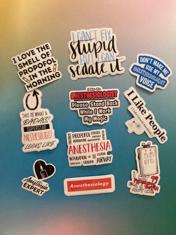 Anesthesiologist gift | Anesthesiology sticker | Anesthesia gifts | Anesthesia Tech Gift Stickers | 10 pcs sticker pack