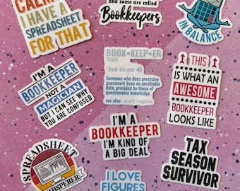 Bookkeeper Gifts | Bookkeeper Stickers | Funny Bookkeeping Gift | Bookkeeping Stickers Pack | 10 pcs sticker pack