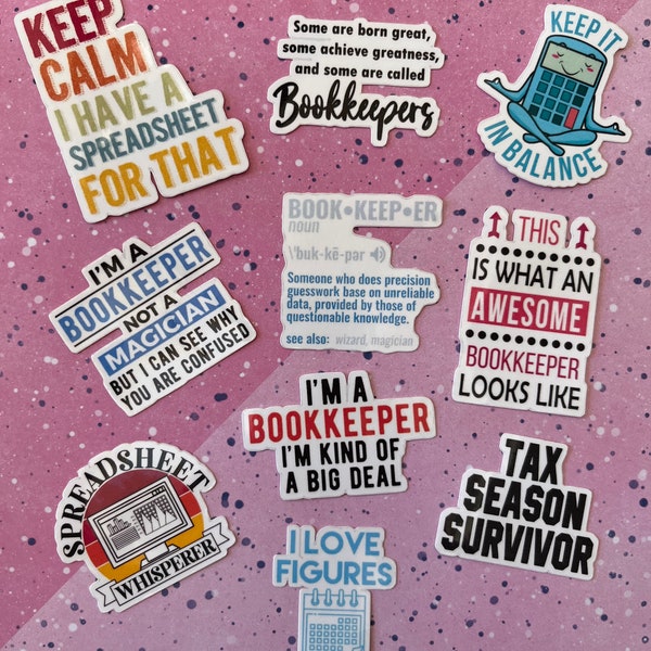 Bookkeeper Gifts | Bookkeeper Stickers | Funny Bookkeeping Gift | Bookkeeping Stickers Pack | 10 pcs sticker pack