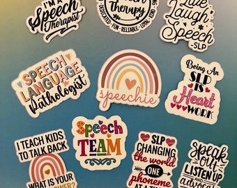 SLP Stickers | Speech Language Pathologist Gift | Speech Therapist Gift Ideas | Speech Therapy Decals | SLP Grad gift | 10 Pcs Sticker Pack
