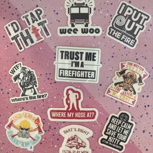 Firefighter Sticker | Firefighter Gift | Firefighter stickers funny | Fireman stickers | Fire fighter 10 pcs sticker pack