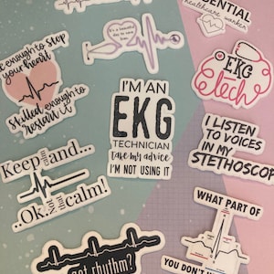 EKG Tech gifts | EKG Tech tumbler decals | EKG Technician Stickers | 10 pcs sticker pack