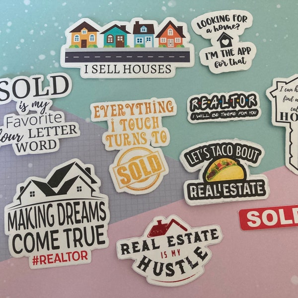 Realtor Stickers Real Estate gift ideas Vinyl Matte Home sold | 10 pcs sticker pack